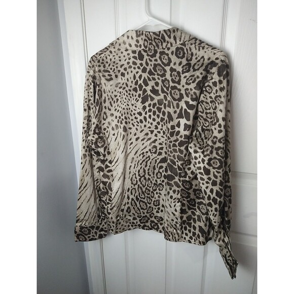 Jones New York Woman 1X Wrap Animal Print V Neck Blouse Office Party Workwear - Picture 7 of 7